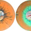 Vinyle orange marbré avec effet couleur dans couleur sur une face, couleur dans couleur et halo sur l’autre.